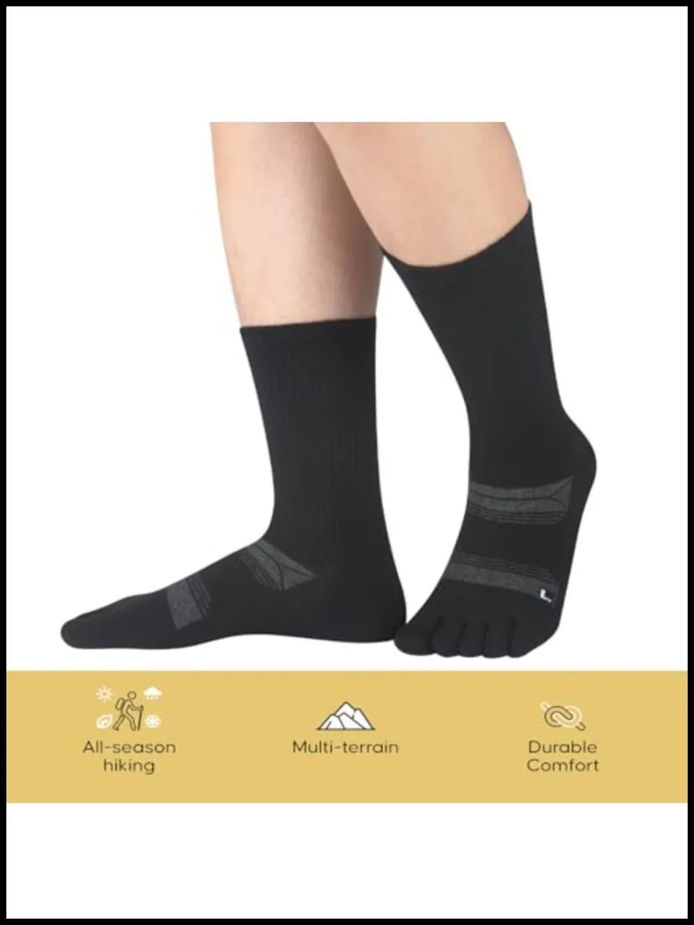 Merino Wool Hiking Toe Socks, Thermal Winter Crew Boot Socks, Moisture Wicking,